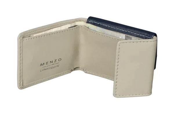 Menzo 7010 Minibörse saison2 navy-cream / Nappaleder- Etuis + Kleinbörsen