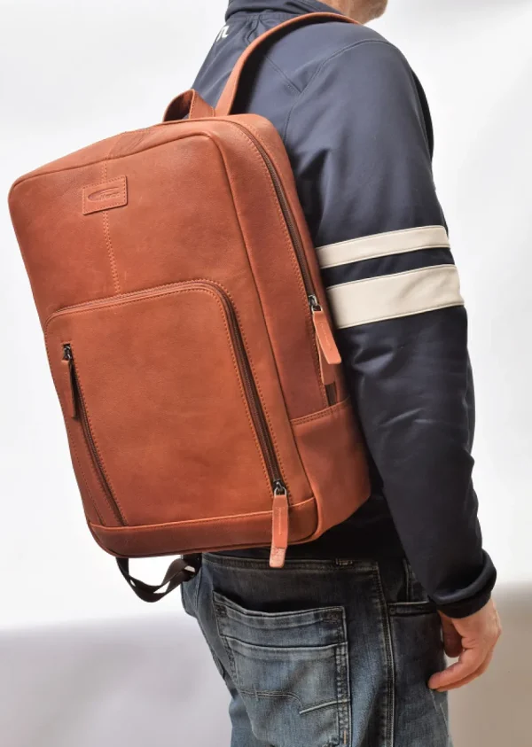 Menzo MB82 - Rucksack Rindsleder washed/cognac für 14" Laptop- Rucksäcke