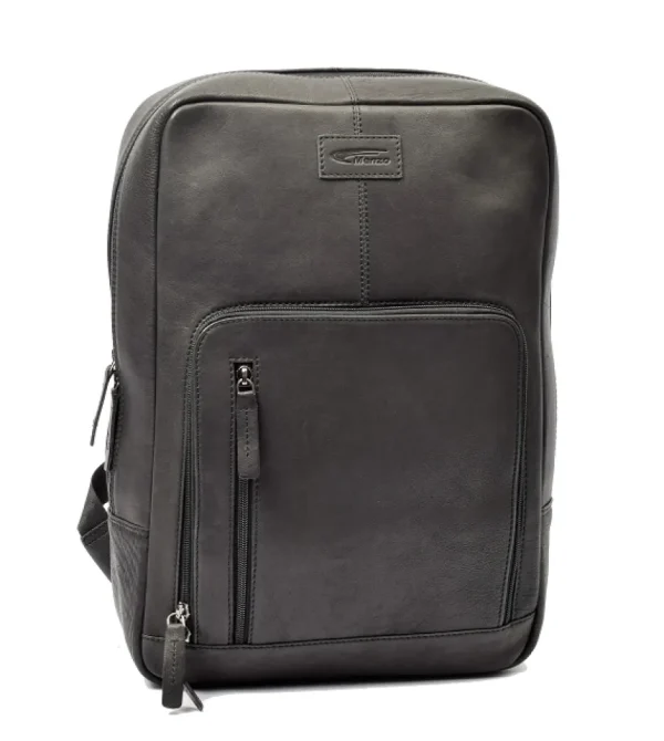 Menzo MB82 - Rucksack Rindsleder washed/schwarz für 14" Laptop- Rucksäcke