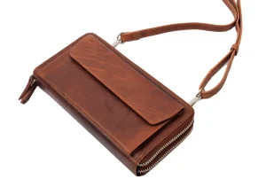 Menzo MB105 Handy- Lederbörsentasche Büffelleder/cognac- Umhängetaschen - Shopper