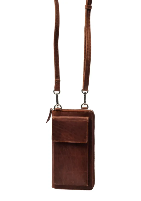 Menzo MB106 Handy-Lederbörsentasche Büffelleder/cognac- Umhängetaschen - Shopper