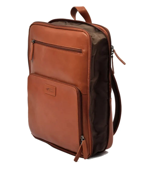 Menzo MB64D - Rucksack Rindsleder/cognac für 13,3 Zoll Laptop- Rucksäcke