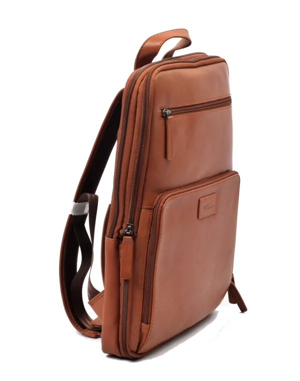 Menzo MB64D - Rucksack Rindsleder/cognac für 13,3 Zoll Laptop- Rucksäcke