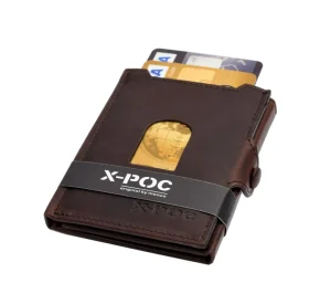 Menzo X-POC 7048 Kreditkarten Slim-Wallet Rindsleder/ dunkelbraun- X-poc