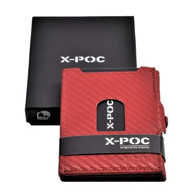 Menzo X-POC 7048 Kreditkarten Slim-Wallet Rindsleder/carbon-rot- X-poc