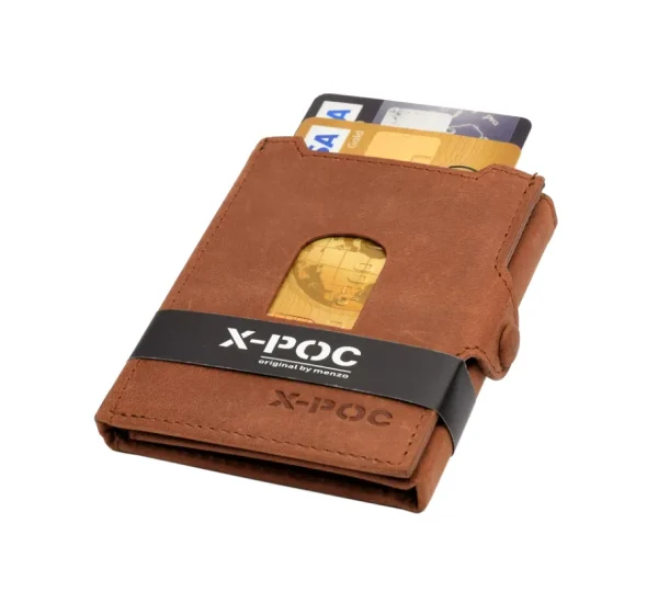 Menzo X-POC 7048 Kreditkarten Slim-Wallet Büffelleder/deltabraun- X-poc