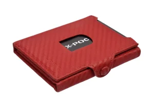 Menzo X-POC 7049 Kreditkarten Slim-Wallet mit Münzfach Rindsleder/ carbon-rot- X-poc