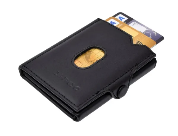 Menzo X-POC 7049 Kreditkarten Slim-Wallet mit Münzfach Nappaleder/schwarz- X-poc