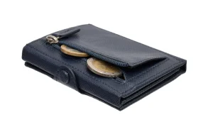 Menzo X-POC 7049 Kreditkarten Slim-Wallet mit Münzfach Rindsleder/blau- X-poc