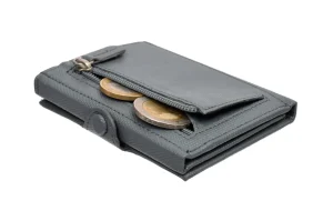 Menzo X-POC 7049 Kreditkarten Slim-Wallet mit Münzfach Rindsleder/grau- X-poc