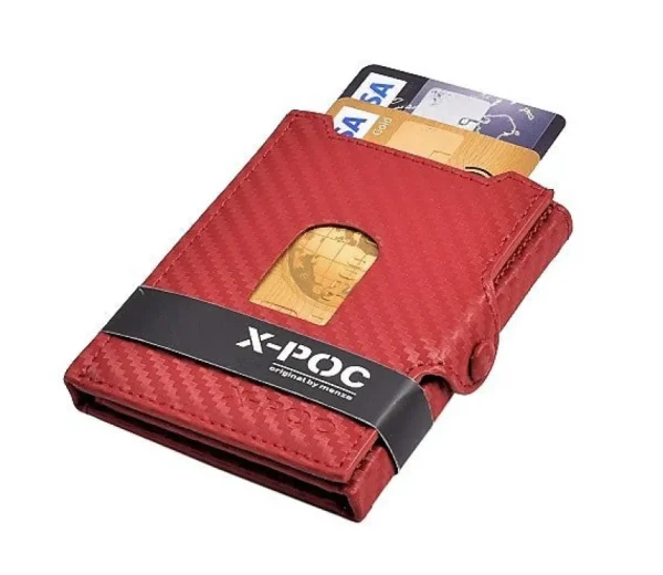 Menzo X-POC 7048 Kreditkarten Slim-Wallet Rindsleder/carbon-rot- X-poc