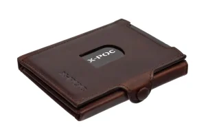 Menzo X-POC 7049 Kreditkarten Slim-Wallet mit Münzfach Rindsleder/dunkelbraun- X-poc