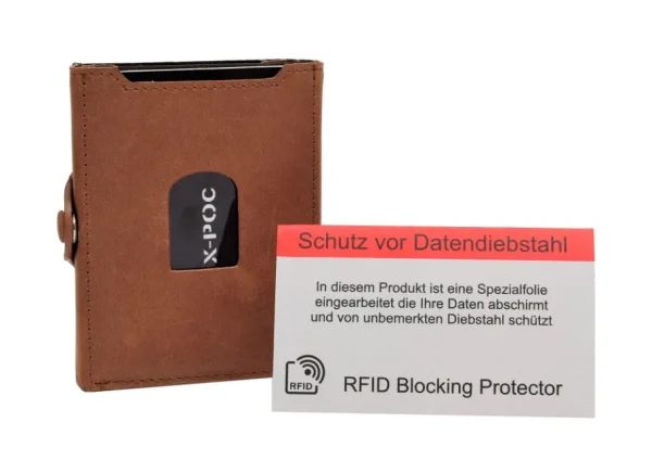 Menzo X-POC 7048 Kreditkarten Slim-Wallet Büffelleder/deltabraun- X-poc