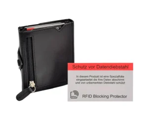 Menzo X-POC 7049 Kreditkarten Slim-Wallet mit Münzfach Nappaleder/schwarz- X-poc